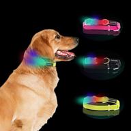 led dog collar - available in 3 colors, 3 sizes, and 3 blinking modes - 100% water resistant - glowing pet dog collar for night safety - fashion light-up collar - adjustable s/m/l sizes - durable nylon material logo