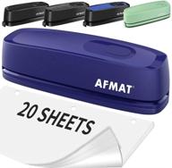🔵 afmat electric 3 hole punch, heavy duty paper puncher, 20-sheet capacity, ac/battery operated, effortless punching, long lasting for office, school, studio - blue logo