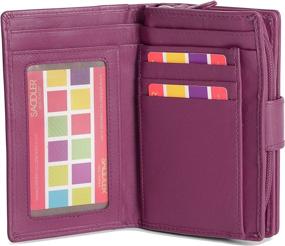 img 2 attached to 👛 SADDLER Women's RFID Protected Leather Bifold Wallet with Zippered Coin Purse - Large Clutch for ID, Coins, Notes, Debit & Travel Cards - Gift Boxed - Magenta