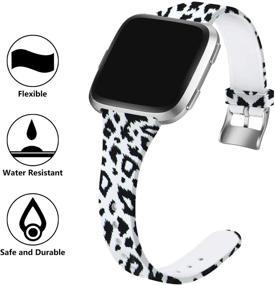 img 2 attached to Fadeless Floral Replacement Bands for Fitbit Versa: Compatible with Versa, Versa 2, Versa Lite Edition 🌸 & Versa SE - Slim Silicone Straps for Men and Women - Small and Large Sizes Available