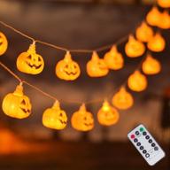 30 led halloween pumpkin decoration lights with remote - yellow, 🎃 battery operated fairy lights for indoor outdoor party, halloween decoration - 8 modes логотип