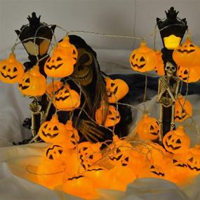 img 3 attached to 30 LED Halloween Pumpkin Decoration Lights with Remote - Yellow, 🎃 Battery Operated Fairy Lights for Indoor Outdoor Party, Halloween Decoration - 8 Modes