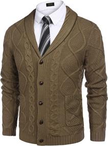 img 4 attached to COOFANDY Cardigan Sweater Knitted Pockets Men's Clothing for Shirts