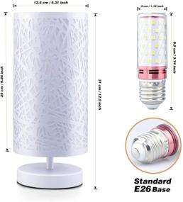 img 1 attached to Modern Metal Bedside Table Lamp with 3 Color Bulb - Ideal for Bedroom, Living Room, Dorm, Office