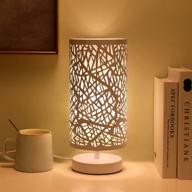 modern metal bedside table lamp with 3 color bulb - ideal for bedroom, living room, dorm, office логотип