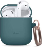 🔷 elago silicone case with keychain for apple airpods case 1 & 2 | front led visible | wireless charging supported | protective silicone [dark turquoise] logo