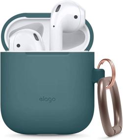 img 4 attached to 🔷 elago Silicone Case with Keychain for Apple AirPods Case 1 & 2 | Front LED Visible | Wireless Charging Supported | Protective Silicone [Dark Turquoise]