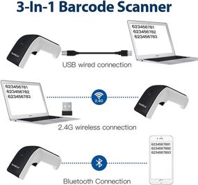 img 2 attached to 📱 Sumicor 2D Bluetooth Barcode Scanner with Stand, 3 in 1 - Bluetooth, 2.4GHz Wireless, and Wired Connection - Cordless QR Code Scanner - Smart Phone, Tablet, PC USB Image Compatible