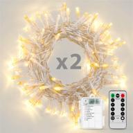 koxly string lights, 2 pack battery operated waterproof 8 modes 16.4ft 50 led string lights with remote timer for bedroom, garden, party, christmas tree indoor outdoor decorations, warm white logo