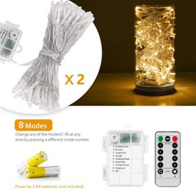 img 3 attached to Koxly String Lights, 2 Pack Battery Operated Waterproof 8 Modes 16.4ft 50 LED String Lights with Remote Timer for Bedroom, Garden, Party, Christmas Tree Indoor Outdoor Decorations, Warm White