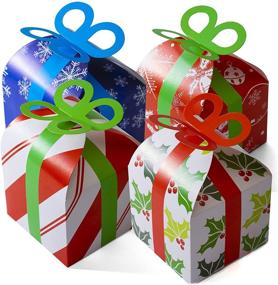 img 4 attached to 🎁 Christmas Gift Boxes Set - 24 Assorted 3D Holiday Goodie Paper Boxes for Xmas Treats & Party Favors