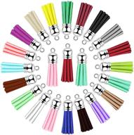 🎨 180pcs keychain tassels for crafts - colored leather tassel keychain bulk pendants for jewelry making. perfect for women, kids' diy art projects & crafts. available in 20 vibrant colors! logo