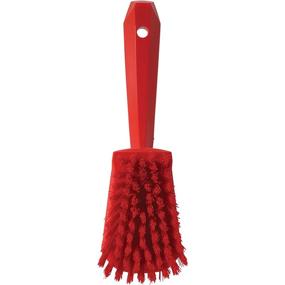 img 2 attached to 🔴 Vikan 41924 Heavy Duty Hand Brush with Stiff Bristle, Durable Polypropylene, 10-inch, Red