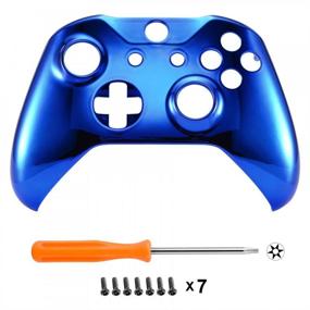 img 2 attached to 🎮 Enhance Your Xbox One Controller with eXtremeRate Chrome Blue Edition Front Housing Shell - Replace Your Faceplate Cover for Xbox One S & Xbox One X (Controller NOT Included)