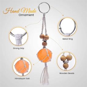 img 3 attached to 🌸 Pennels Himalayan Pink Salt Charm for Rearview Car Mirror - Stylish Macrame Boho Decor & Adorable Car Hanging Accessory (White)