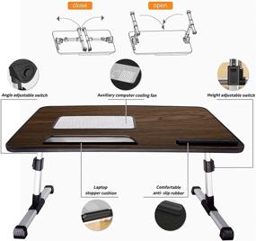 img 2 attached to 📦 YOLETO Настольная стойка для ноутбука - Портативная подставка для ноутбука с вентилятором охлаждения USB и регулировкой высоты/угла - Коричневый (23,6 дюйма X 12,9 дюймов)