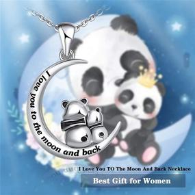 img 1 attached to 🐼 925 Sterling Silver Double Bunny Rabbit Panda Necklace - Distance Love You to The Moon and Back Jewelry for Women, Ideal Gift for Mom, Daughter, Wife, Girls