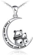 🐼 925 sterling silver double bunny rabbit panda necklace - distance love you to the moon and back jewelry for women, ideal gift for mom, daughter, wife, girls logo