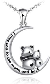 img 4 attached to 🐼 925 Sterling Silver Double Bunny Rabbit Panda Necklace - Distance Love You to The Moon and Back Jewelry for Women, Ideal Gift for Mom, Daughter, Wife, Girls