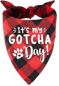 img 4 attached to 🐾 Adorable Red Plaid Pet Bandana Scarf - Perfect Gift for Pet's Gotcha Day or Birthday