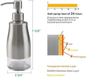 img 2 attached to 🧼 Gaussra Soap Dispenser with Non-Slip Coaster - Brushed Nickel Stainless Steel Case, Glass Liner Hand Pump - Refillable Liquid Hand Soap Dispenser for Bathroom & Kitchen (11OZ / 320ML)