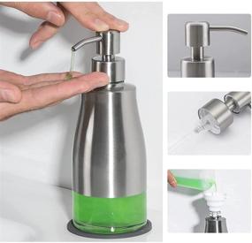 img 1 attached to 🧼 Gaussra Soap Dispenser with Non-Slip Coaster - Brushed Nickel Stainless Steel Case, Glass Liner Hand Pump - Refillable Liquid Hand Soap Dispenser for Bathroom & Kitchen (11OZ / 320ML)