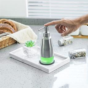 img 3 attached to 🧼 Gaussra Soap Dispenser with Non-Slip Coaster - Brushed Nickel Stainless Steel Case, Glass Liner Hand Pump - Refillable Liquid Hand Soap Dispenser for Bathroom & Kitchen (11OZ / 320ML)