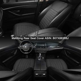 img 1 attached to 🚘 Black Panther 1 Pair Luxury PU Car Seat Covers Protectors for Front Seats, Triangle Pattern, Compatible with 95% of Sedans, SUVs, Pickups, and Vans - Black