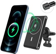 magnetic car charger for iphone 12/12 pro/12 mini/12 pro max - hohosb mag-safe wireless car charger with magnetic attachment and alignment, air vent car mount with qc3.0/pd adapter logo