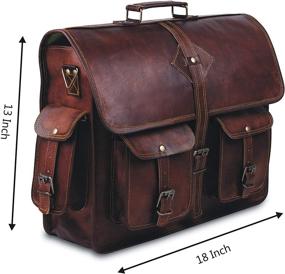 img 3 attached to 👜 18-inch Large Vintage Leather Laptop Bag for Men - Full Grain Rustic Messenger Bag - Best Leather Briefcase by Hulsh