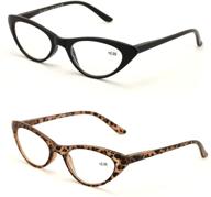 👓 deluxe female cateye vintage reading glasses - vwe 2 pairs for women readers logo