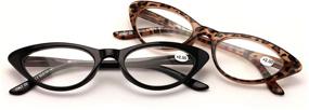 img 2 attached to 👓 Deluxe Female Cateye Vintage Reading Glasses - VWE 2 Pairs for Women Readers