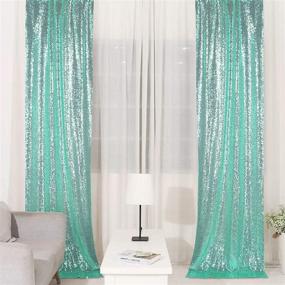 img 4 attached to Stunning Aqua Blue Sequin Backdrop Curtain Set - Perfect for Party Photography and Decoration (2FT x 8FT 2PCS)