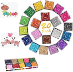 img 3 attached to Fingerprint Ink Pad for Kids: Rainbow Craft Ink Pads for Rubber Stamps DIY Color - Pack of 20