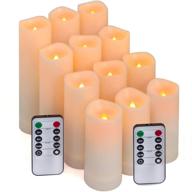 водонепроницаемые беспламенные свечи с пультом таймера - декоративные смолопластиковые электрические свечи на батарейках для использования внутри и снаружи (12шт, d 2.2" x h 4" 5" 6" 7") логотип