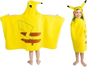 img 4 attached to 🔥 Pokemon Pikachu Franco Kids Soft Cotton Terry Hooded Towel Wrap, 24x50 inches, for Bath and Beach