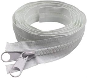 img 1 attached to 72 Inch Separating White Plastic Zippers with Double Pull Tab Slider - Heavy Duty Zippers for Sewing, Sleeping Bag, Boat, Marine, Canvas, Cover, Trampoline, Dog Bed, Tent (72&#34; DP White) by YaHoGa