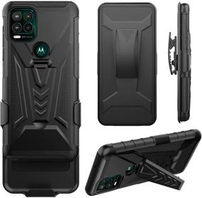 img 2 attached to 📱 Aoways Belt-Clip Holster Case for Motorola Moto G Stylus 5G: Heavy Duty Drop Protection with Screen Protector, Military Grade Rugged Phone Cover - Black