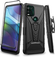 📱 aoways belt-clip holster case for motorola moto g stylus 5g: heavy duty drop protection with screen protector, military grade rugged phone cover - black logo