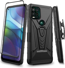 img 4 attached to 📱 Aoways Belt-Clip Holster Case for Motorola Moto G Stylus 5G: Heavy Duty Drop Protection with Screen Protector, Military Grade Rugged Phone Cover - Black