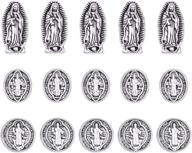 💎 premium 60pcs antique silver alloy jesus virgin mary medallion rosary spacer beads: ideal for diy jewelry making logo