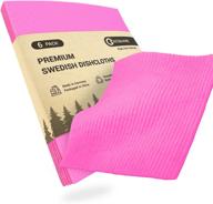 🧽 nequare 6 pack pink swedish dishcloths, cellulose sponge cleaning cloths, reusable eco-friendly kitchen towel for dish washing & cleaning logo