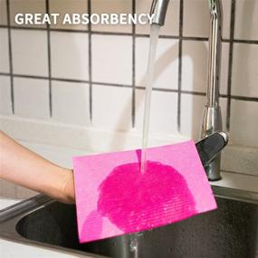 img 3 attached to 🧽 NEQUARE 6 Pack Pink Swedish Dishcloths, Cellulose Sponge Cleaning Cloths, Reusable Eco-Friendly Kitchen Towel for Dish Washing & Cleaning