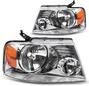 img 4 attached to 🔦 DWVO Headlight Assembly: Compatible with 2004-2008 Ford F150 Pickup | Chrome Housing, Amber Reflector | Passenger and Driver Side