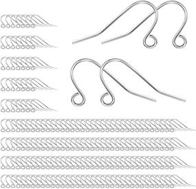 img 4 attached to 🔗 Hypo-allergenic Silver Plated Earring Hooks - Pack of 200 | Findings for Jewelry Making, Fish Hook Ear Wires Supplies