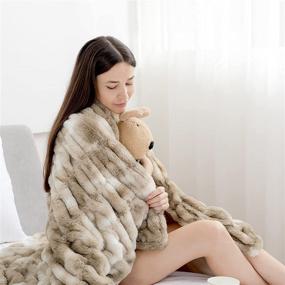 img 1 attached to 🛋️ Luxurious Gemarwel Faux Fur Soft Blanket - Cozy and Warm Throw Blanket for Couch (50x60, Ruched Beige)