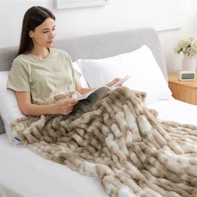 img 2 attached to 🛋️ Luxurious Gemarwel Faux Fur Soft Blanket - Cozy and Warm Throw Blanket for Couch (50x60, Ruched Beige)