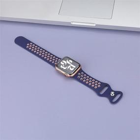 img 2 attached to 🌈 YAXIN спортивный ремешок для Apple Watch 38MM 40MM 41MM 42MM 44MM 45MM для женщин, дышащая мягкая силиконовая замена двухцветного ремешка с воздушными отверстиями для iWatch Series 7 6 5 4 3 2 1 SE