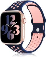🌈 yaxin спортивный ремешок для apple watch 38mm 40mm 41mm 42mm 44mm 45mm для женщин, дышащая мягкая силиконовая замена двухцветного ремешка с воздушными отверстиями для iwatch series 7 6 5 4 3 2 1 se логотип