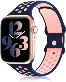img 4 attached to 🌈 YAXIN спортивный ремешок для Apple Watch 38MM 40MM 41MM 42MM 44MM 45MM для женщин, дышащая мягкая силиконовая замена двухцветного ремешка с воздушными отверстиями для iWatch Series 7 6 5 4 3 2 1 SE